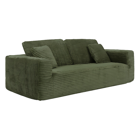 Canapea 3 locuri Solka, spuma, textil reiat, verde khaki, L.227 cm, 223607C 