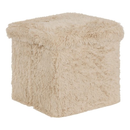 Taburet pliabil Duvia, MDF, blana artificiala, bej, L.38 cm, 223614 