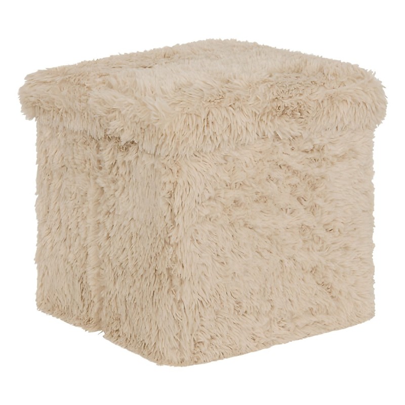 Taburet pliabil Duvia, MDF, blana artificiala, bej, L.38 cm, 223614