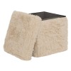 Taburet pliabil Duvia, MDF, blana artificiala, bej, L.38 cm, 223614