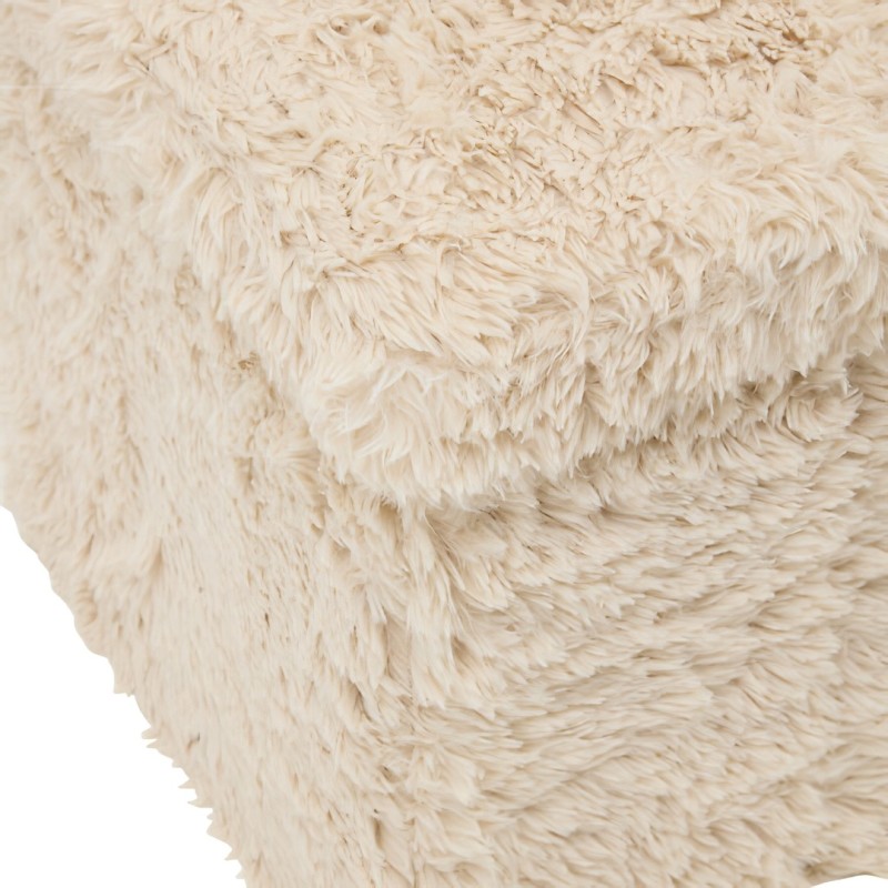 Taburet pliabil Duvia, MDF, blana artificiala, bej, L.38 cm, 223614