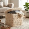 Taburet pliabil Duvia, MDF, blana artificiala, bej, L.38 cm, 223614