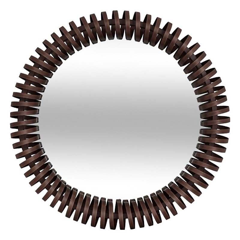 Oglinda Barrel, metal, sticla, maro tonka, D.61 cm, 223800B