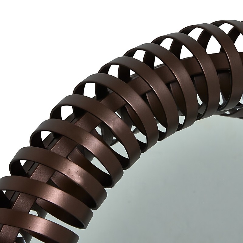 Oglinda Barrel, metal, sticla, maro tonka, D.61 cm, 223800B