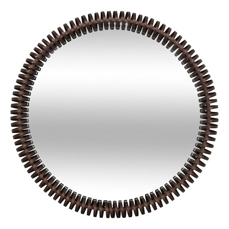 Oglinda Barrel, metal, sticla, maro tonka, D.90 cm, 223801B 