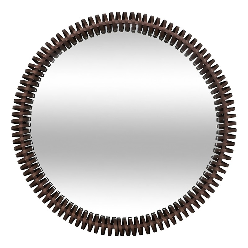 Oglinda Barrel, metal, sticla, maro tonka, D.90 cm, 223801B