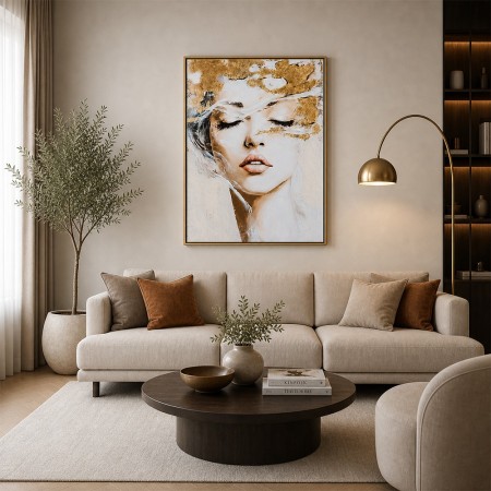 Tablou canvas Cleo, MDF, auriu, H.78 cm, 223812 