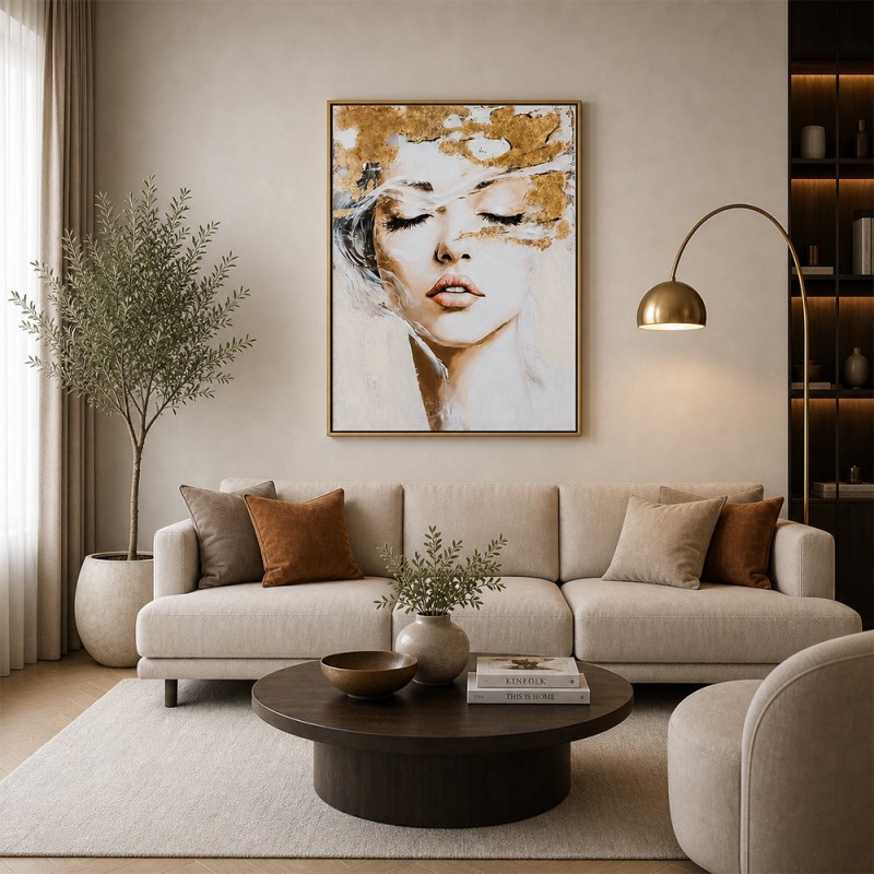 Tablou canvas Cleo, MDF, auriu, H.78 cm, 223812