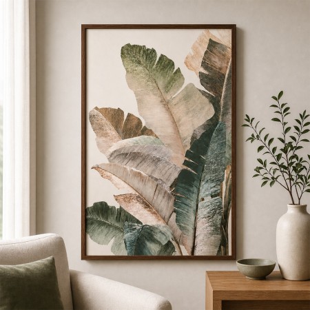 Tablou 3D canvas Palmi, lemn de pin, verde, H.116 cm, 223830 