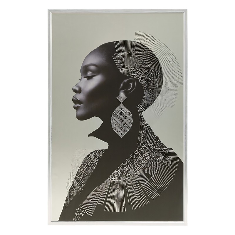 Tablou 3D canvas Wonda, lemn de pin, alb/negru, H.116 cm, 223831