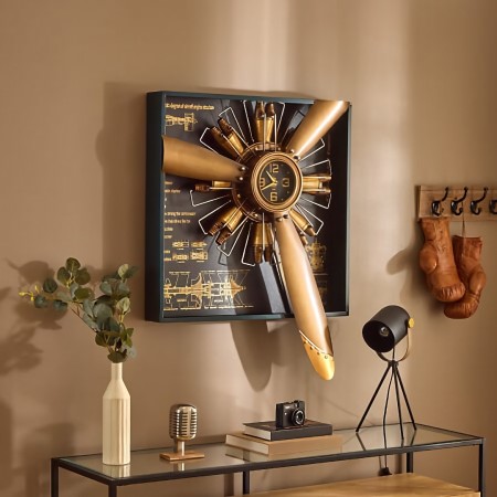 Ceas de perete Rudy, metal, auriu, H.94 cm, 223846 