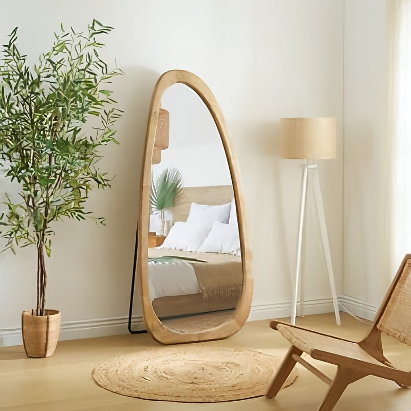Oglinda de podea Stan, lemn de mango, sticla, H.175 cm, 223890