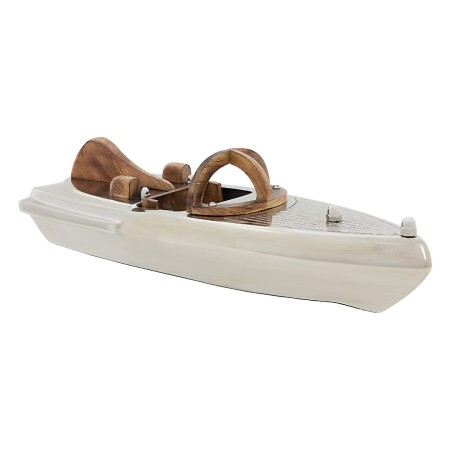 Decoratiune Johan, metal, lemn de mango, alb, L.45 cm, 223905 