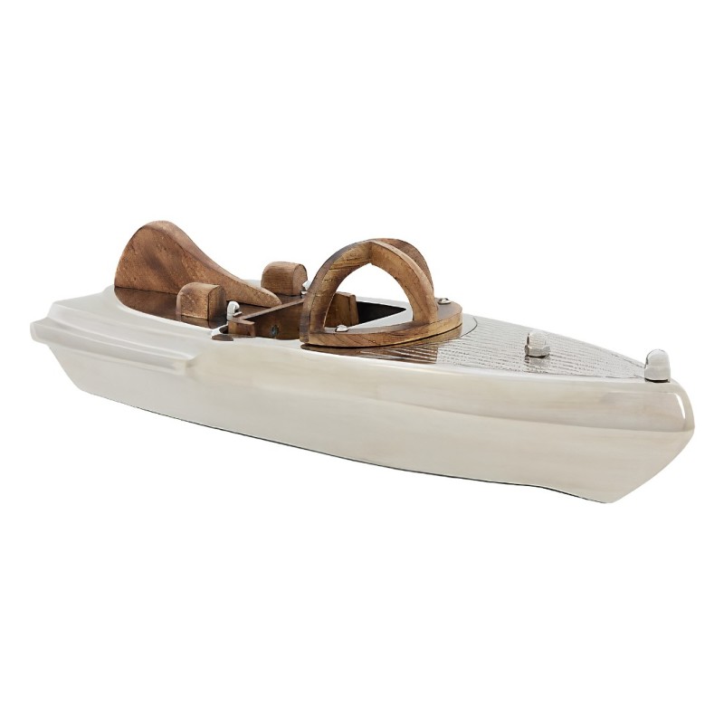 Decoratiune Johan, metal, lemn de mango, alb, L.45 cm, 223905