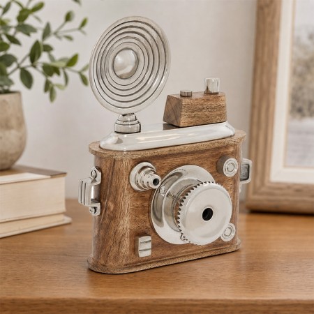 Decoratiune Johan, metal, lemn de mango, maro, H.24 cm, 223910 