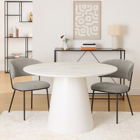 Masa dining Taquari, MDF, alba, D.120 cm, 213086 