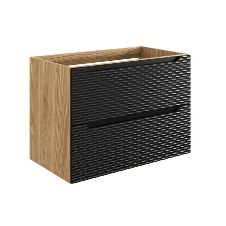 Dulap lavoar Ocean Black, MDF, PAL melaminat, negru mat/stejar uleiat, 2 sertare, L.80 cm, OCEAN BLACK 82-80-2S