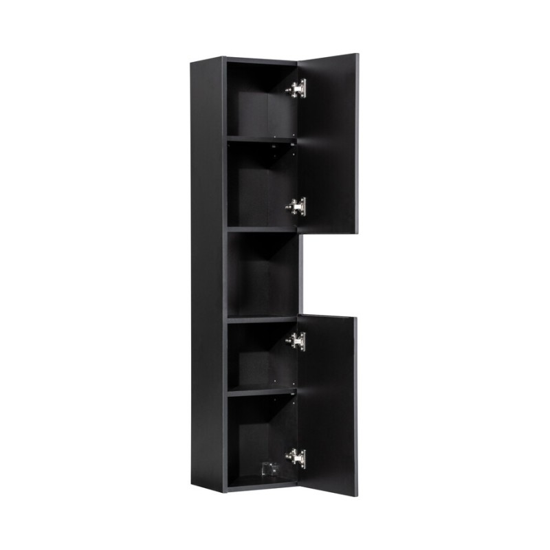 Dulap inalt Nova Black, MDF, PAL melaminat, negru mat, 2 usi, H.140 cm, NOVA BLACK D 80-03-2D(W80-02D)