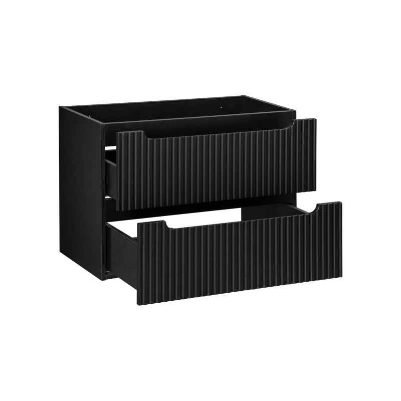 Dulap lavoar Nova Black, MDF, PAL melaminat, negru mat, 2 sertare, L.80 cm, NOVA BLACK D2 82-80-2S