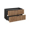 Dulap lavoar Xilo, MDF, PAL melaminat, gri antracit/stejar wotan, 2 sertare, L.100 cm, XILO BLACK WOTAN 82-100-D-2S