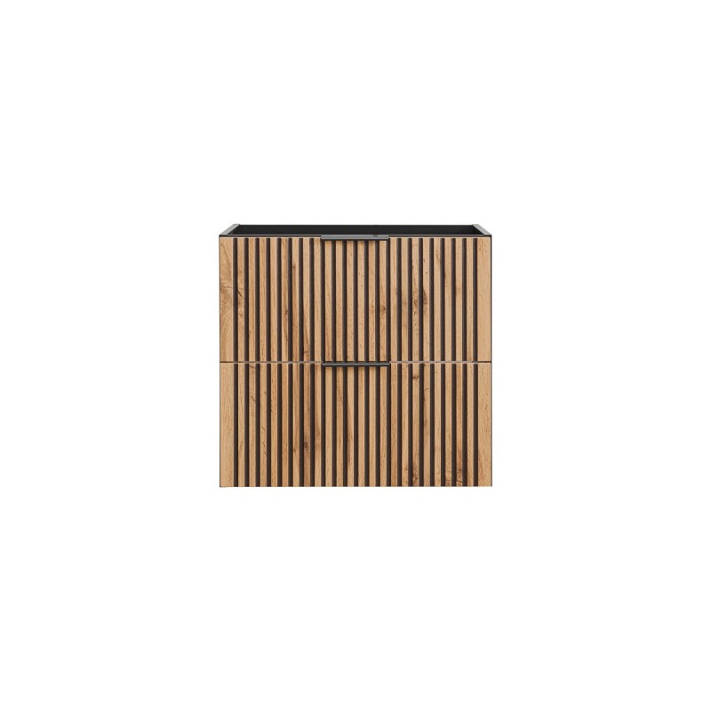 Dulap lavoar Xilo, MDF, PAL melaminat, gri antracit/stejar wotan, 2 sertare, L.60 cm, XILO BLACK WOTAN 82-60-D-2S