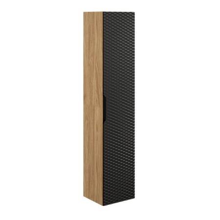 Dulap inalt Ocean Black, MDF, PAL melaminat, negru mat/stejar uleiat, 1 usa, H.170 cm, OCEAN BLACK 80-01-1D