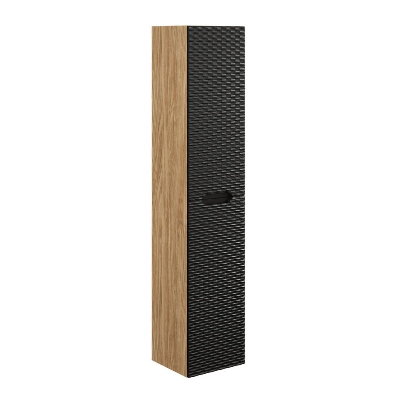 Dulap inalt Ocean Black, MDF, PAL melaminat, negru mat/stejar uleiat, 2 usi, H.170 cm, OCEAN BLACK 80-02-2D