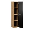 Dulap inalt Ocean Black, MDF, PAL melaminat, negru mat/stejar uleiat, 2 usi, H.170 cm, OCEAN BLACK 80-02-2D