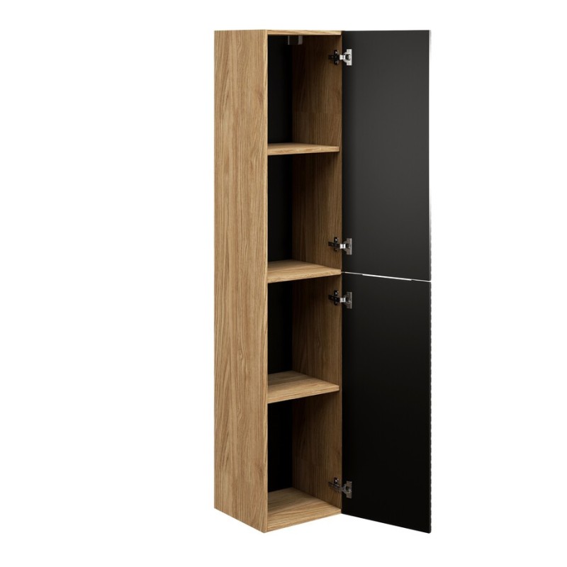 Dulap inalt Ocean Black, MDF, PAL melaminat, negru mat/stejar uleiat, 2 usi, H.170 cm, OCEAN BLACK 80-02-2D