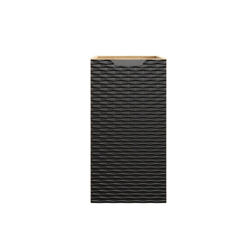 Dulap lateral Ocean Black, MDF, PAL melaminat, negru mat/stejar uleiat, 1 usa, L.30 cm, OCEAN BLACK 81-30-1D