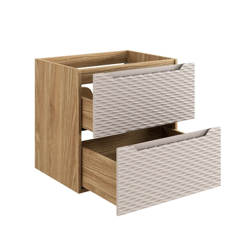 Dulap lavoar Ocean Beige, MDF, PAL melaminat, stejar/bej, 2 sertare, L.60 cm, OCEAN BEIGE 82-60-2S