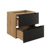 Dulap lavoar Ocean Black, MDF, PAL melaminat, negru mat/stejar uleiat, 2 sertare, L.60 cm, OCEAN BLACK 82-60-2S