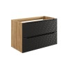Dulap lavoar Ocean Black, MDF, PAL melaminat, negru mat/stejar uleiat, 2 sertare, L.90 cm, OCEAN BLACK 82-90-2S