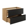 Dulap lavoar Ocean Black, MDF, PAL melaminat, negru mat/stejar uleiat, 2 sertare, L.90 cm, OCEAN BLACK 82-90-2S