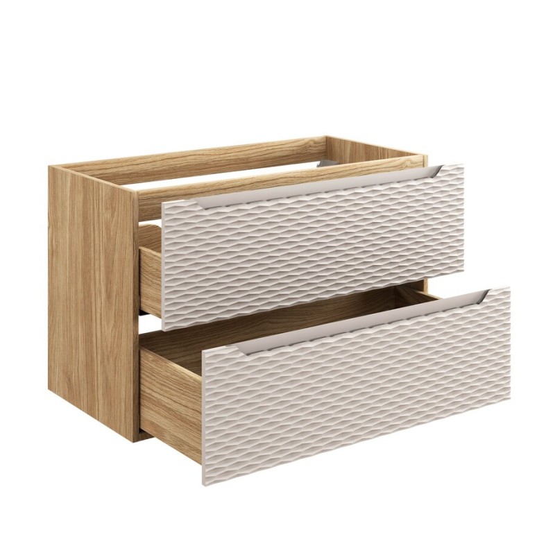 Dulap lavoar Ocean Beige, MDF, PAL melaminat, stejar/bej, 2 sertare, L.90 cm, OCEAN BEIGE 82-90-2S