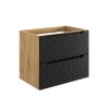Dulap lavoar Ocean Black, MDF, PAL melaminat, negru mat/stejar uleiat, 2 sertare, L.70 cm, OCEAN BLACK 82-70-2S
