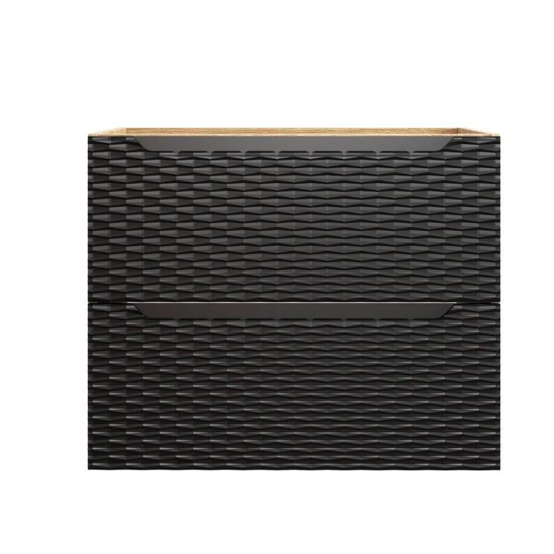 Dulap lavoar Ocean Black, MDF, PAL melaminat, negru mat/stejar uleiat, 2 sertare, L.70 cm, OCEAN BLACK 82-70-2S