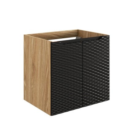 Dulap lavoar Ocean Black, MDF, PAL melaminat, negru mat/stejar uleiat, 2 usi, L.60 cm, OCEAN BLACK 82-60-2D