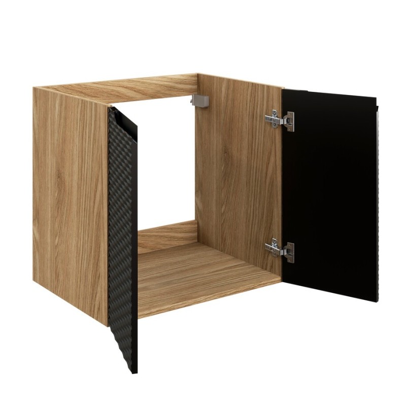 Dulap lavoar Ocean Black, MDF, PAL melaminat, negru mat/stejar uleiat, 2 usi, L.60 cm, OCEAN BLACK 82-60-2D