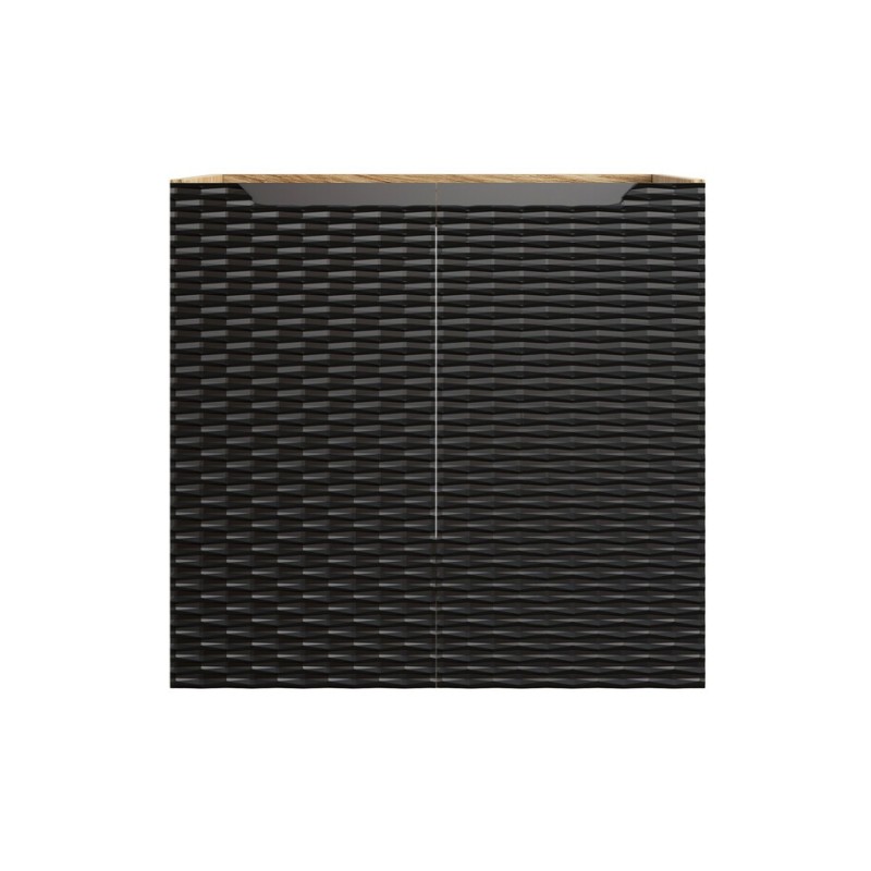Dulap lavoar Ocean Black, MDF, PAL melaminat, negru mat/stejar uleiat, 2 usi, L.60 cm, OCEAN BLACK 82-60-2D