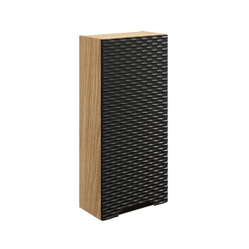 Dulap suspendat Ocean Black, MDF, PAL melaminat, negru mat/stejar uleiat, 1 usa, L.35 cm, OCEAN BLACK 83-35-1D