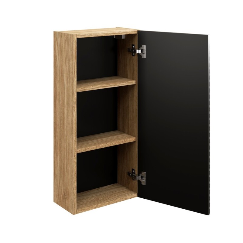 Dulap suspendat Ocean Black, MDF, PAL melaminat, negru mat/stejar uleiat, 1 usa, L.35 cm, OCEAN BLACK 83-35-1D