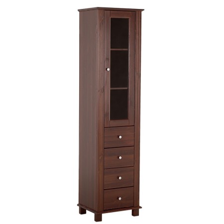 Dulap inalt Retro, lemn natural, maro, 1 usa, 4 sertare, H.180 cm, RETRO 800 FSC