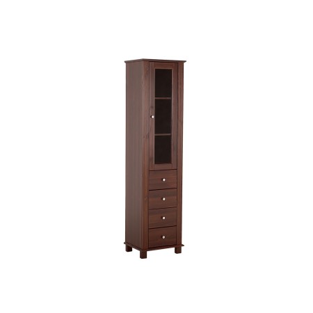 Dulap inalt Retro, lemn natural, maro, 1 usa, 4 sertare, H.180 cm, RETRO 800 FSC