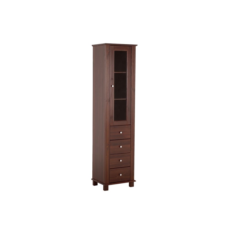 Dulap inalt Retro, lemn natural, maro, 1 usa, 4 sertare, H.180 cm, RETRO 800 FSC