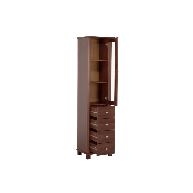 Dulap inalt Retro, lemn natural, maro, 1 usa, 4 sertare, H.180 cm, RETRO 800 FSC