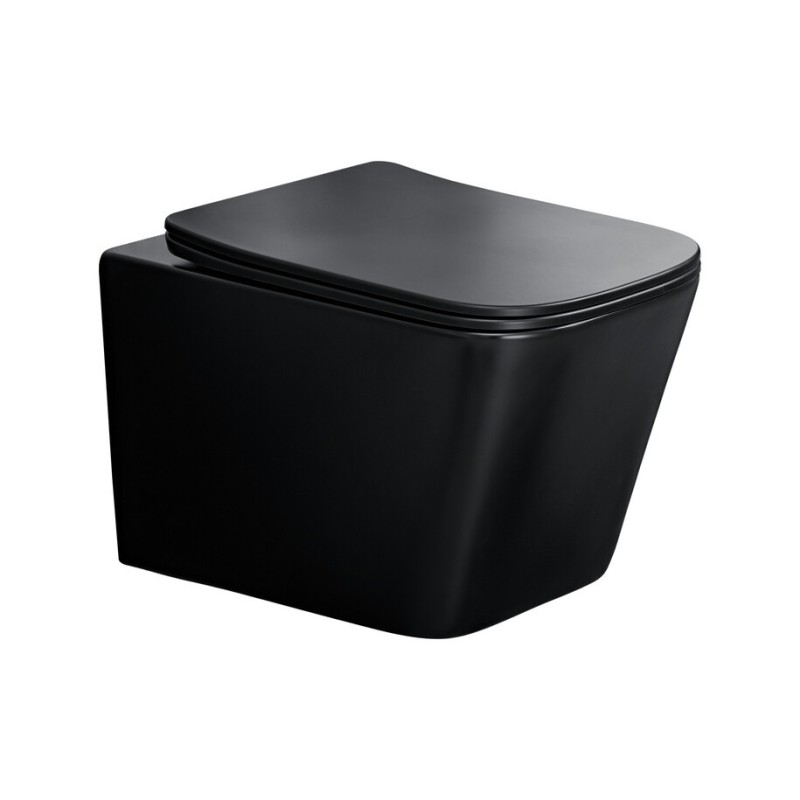 Vas de toaleta Wall Hung, ceramica, negru mat, H.36 cm, WALL HUNG TOILET BLACK ( E-1060A )