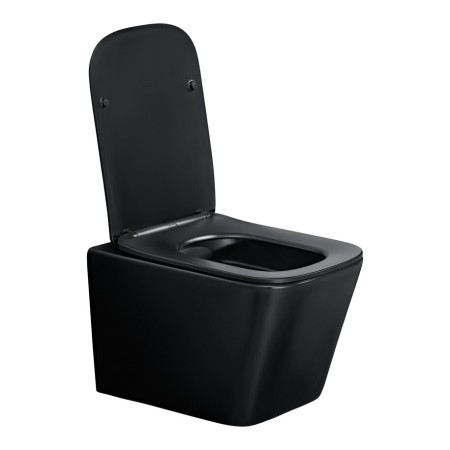 Vas de toaleta Wall Hung, ceramica, negru mat, H.36 cm, WALL HUNG TOILET BLACK ( E-1060A )