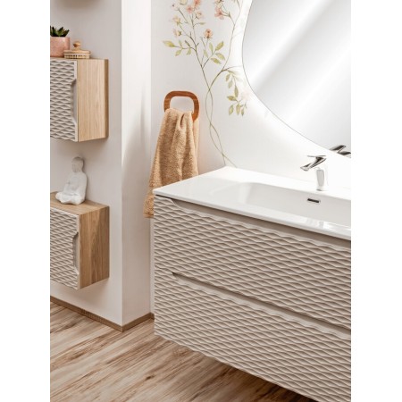 Dulap lavoar Ocean Beige, MDF, PAL melaminat, stejar/bej, 2 sertare, L.80 cm, OCEAN BEIGE 82-80-2S