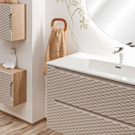 Dulap lavoar Ocean Beige, MDF, PAL melaminat, stejar/bej, 2 sertare, L.80 cm, OCEAN BEIGE 82-80-2S